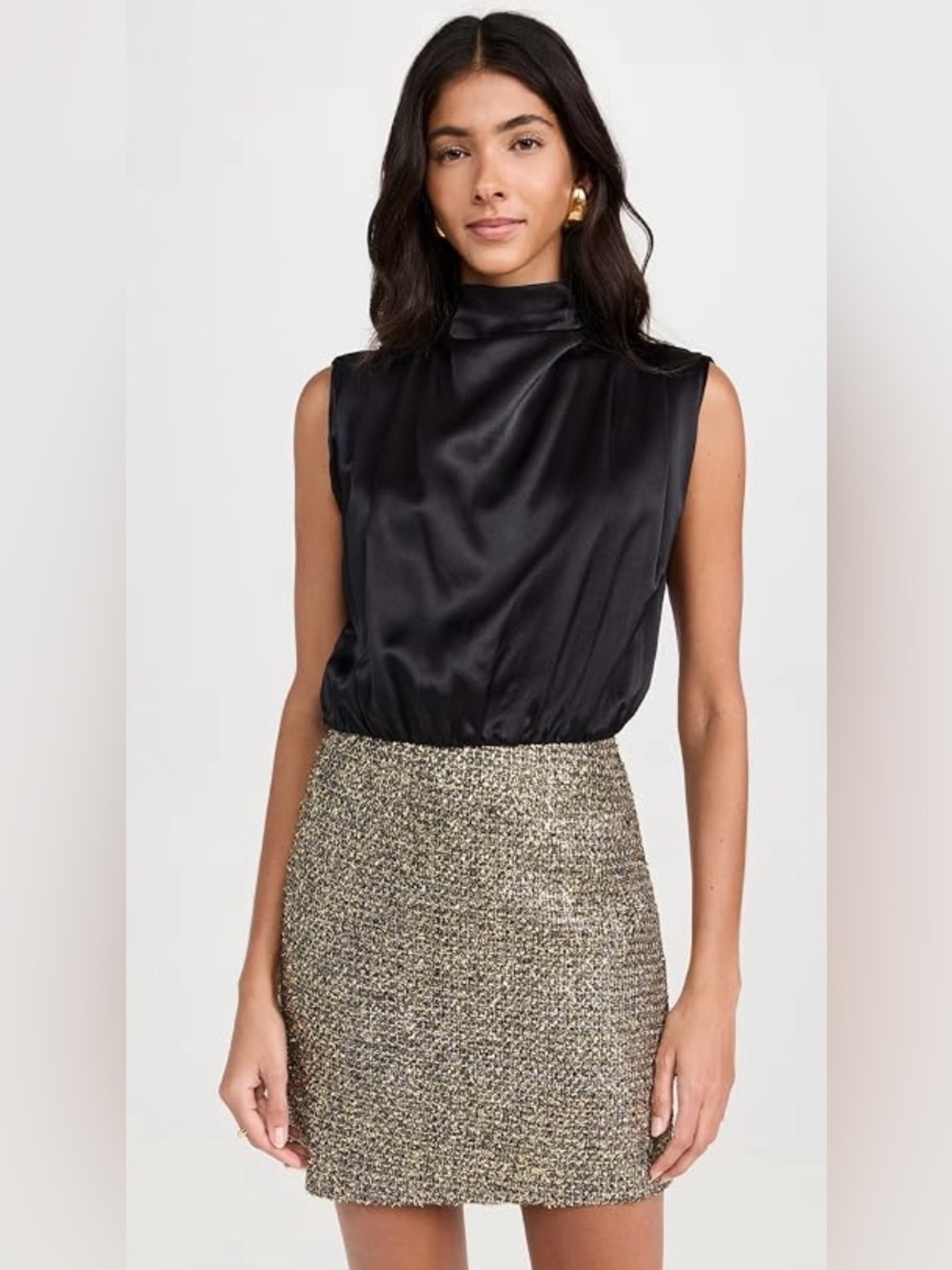 AMANDA UPRICHARD 
Brantley Mini Dress in Gold/Black